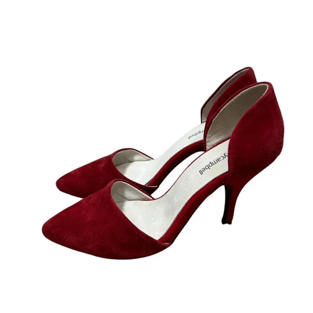 Jeffrey Campbell D'orsay High Heels Pumps Size 8 Red Suede Event Valentines Day
